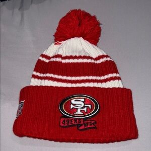 New Era Red and White 49ers Beanie